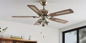 A rustic ceiling fan by Hampton Bay for a living room