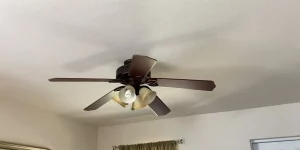 Hampton Bay ceiling fan in a living room interior
